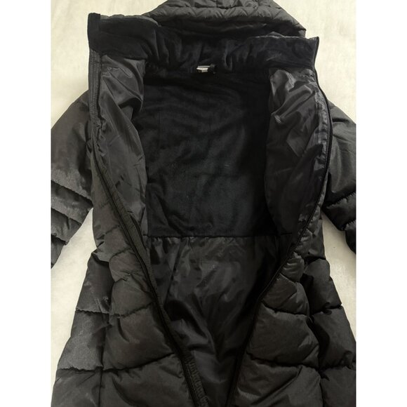 Cozy Quilted Hooded Puffer Coat Fleece Lining & Full-Zip Closure Womens M Black - Picture 6 of 12